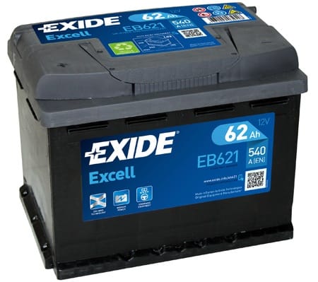 Μπαταρία αυτοκινήτου Exide Excell EB621 - 12V 62Ah - 540 CCA A(EN) εκκίνησης