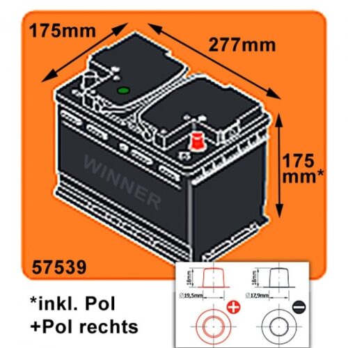 Μπαταρία αυτοκινήτου Winner Premium 575501073 - 12V 75Ah - 730CCA(EN) εκκίνησης (57539) - Image 2