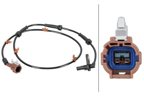 Αισθητήρας, wheel speed - 2-pin connector Nissan Qashqai I (J10, NJ10, JJ10E) HELLA 6PU012806741