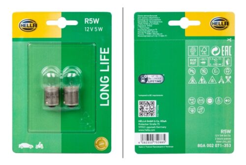 Λάμπα R5W Long Life 12V 5W Ποσότητα: 2 HELLA 8GA002071353