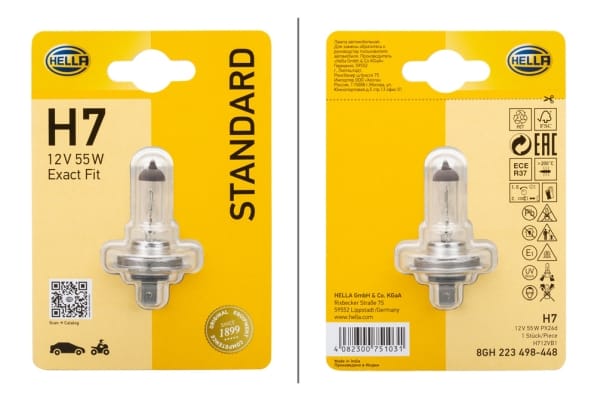Λάμπα H7 Stκαιard 12V 55W Ποσότητα: 1 HELLA 8GH223498448