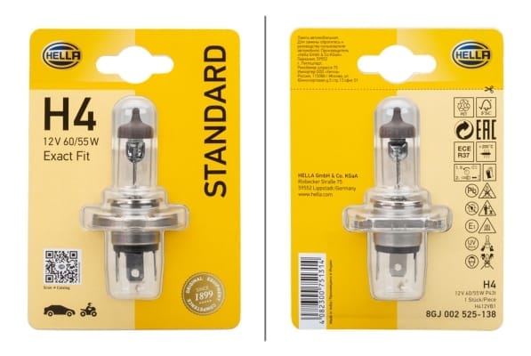 Λάμπα H4 Stκαιard 12V 60 55W Ποσότητα: 1 HELLA 8GJ002525138