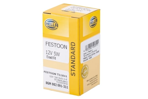 Λάμπα Festoon lamp Stκαιard 12V 5W Ποσότητα: 10 HELLA 8GM002091311