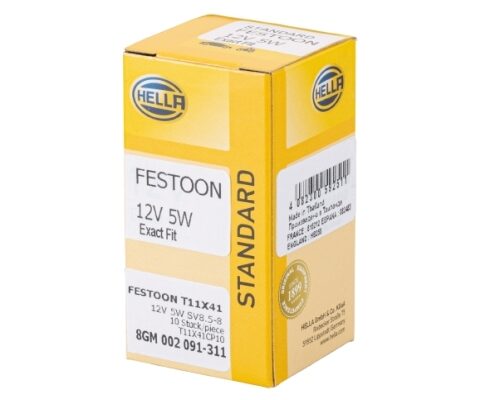 Λάμπα Festoon lamp Stκαιard 12V 5W Ποσότητα: 10 HELLA 8GM002091311