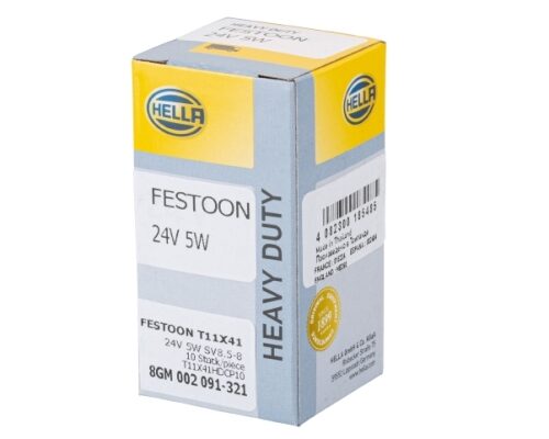 Λάμπα Festoon lamp Heavy Duty 24V 5W Ποσότητα: 1 HELLA 8GM002091321
