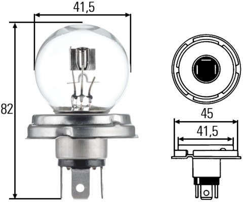 Λάμπα R2 (Bilux) Stκαιard 6V 45 40W Ποσότητα: 1 HELLA 8GD002088071