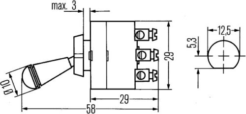 Διακόπτης S28 Flip Control Αριθμός Pin: 3 Screw Contact HELLA 6FG002312001 - Image 2