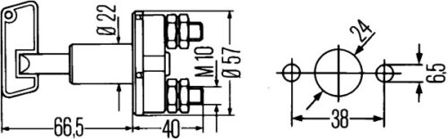 Διακόπτης Μπαταρίας S33 Turn knob control Αριθμός Pin: 2 HELLA 6EK002843003 - Image 2