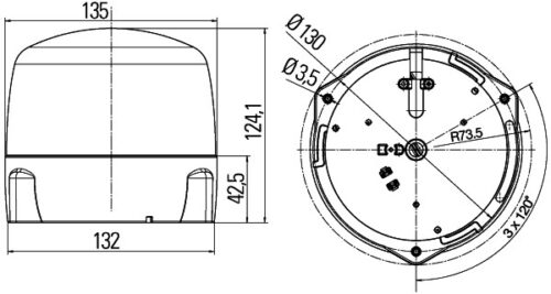Strobe-type Φάρος LED-Strobe-type - RotaLED 12/24V Yellow HELLA 2XD012878001 - Image 2
