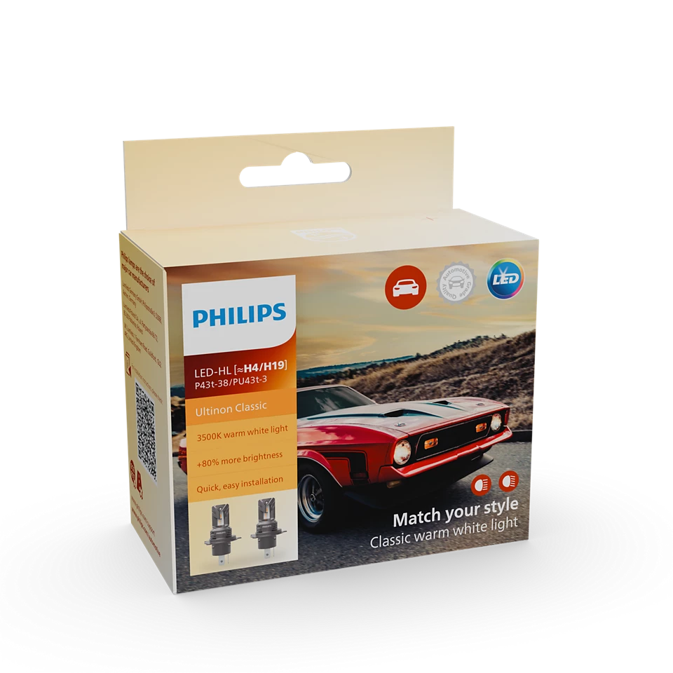 LED λάμπα warm white H4 Philips Ultinon Classic 11342U2510C2 matching halogen look