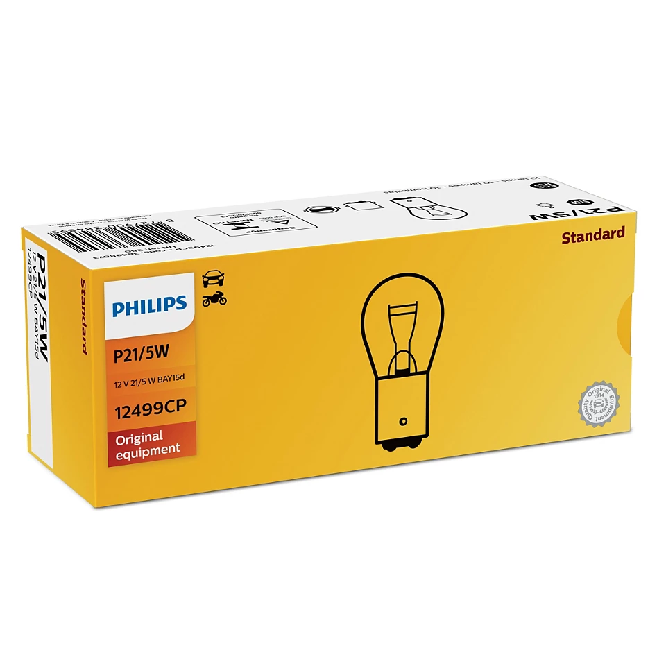 Λάμπα stop PHILIPS 12499CP – 12V P21-5W με βάση BAY15d και συμβατότητα με πάνω από 80 κατασκευαστές