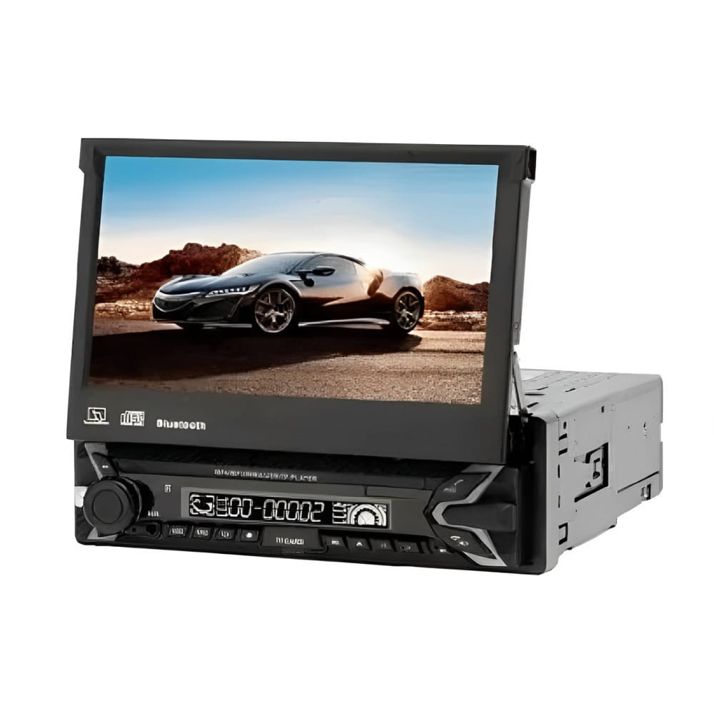 Αναδιπλούμενη οθόνη αφής 7 ιντσών σε ηχοσύστημα αυτοκινήτου CTC-701A με προβολή βίντεο και κατασκευή τύπου 1DIN