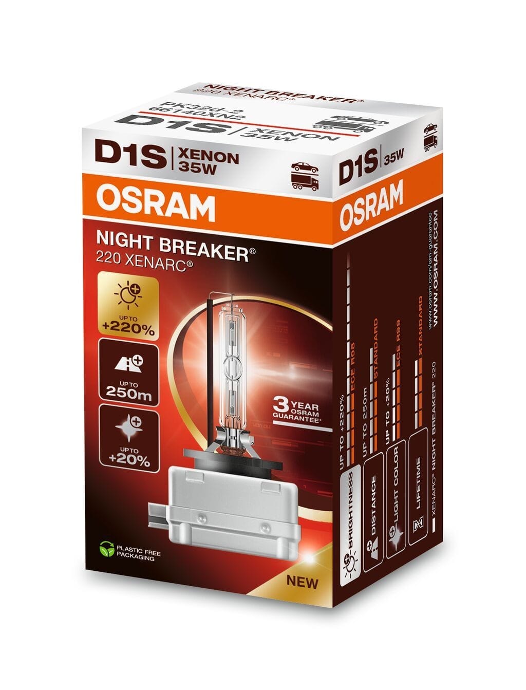 Λάμπα Xenon D1S OSRAM 66140XN2 Night Breaker 220 – HID προβολέας αυτοκινήτου 4500K