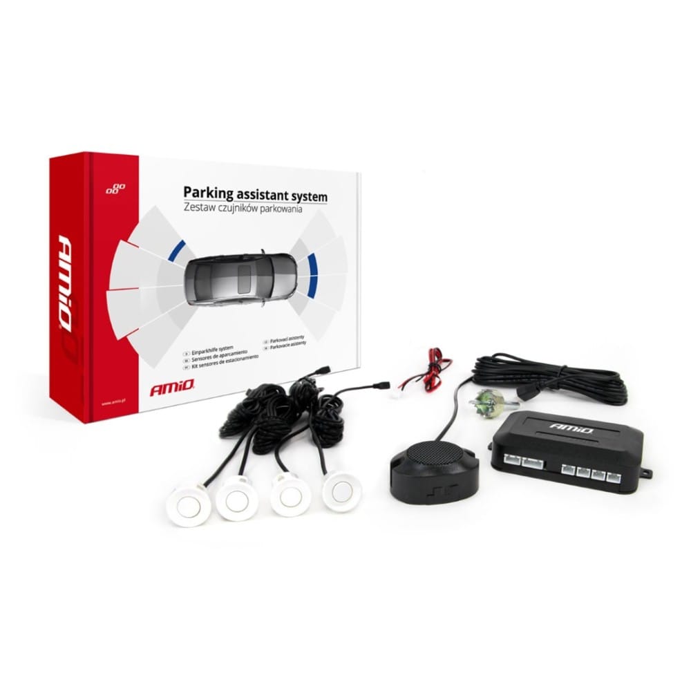 Σύστημα Παρκαρίσματος AMiO 01568 με 4 Λευκούς Αισθητήρες 22mm και Buzzer