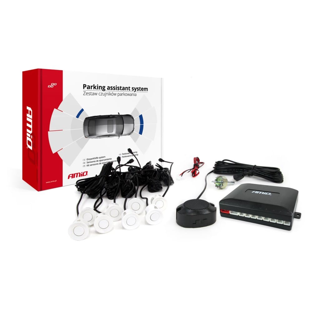 Amio Σετ Παρκαρίσματος 12V με 8 Λευκούς Αισθητήρες 22mm & Buzzer (01599/AM)