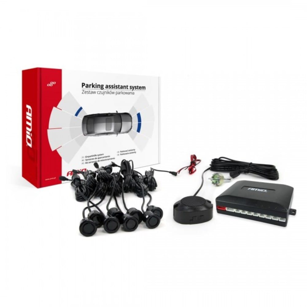 Amio Σύστημα Παρκαρίσματος 12V με 8 Διαιρούμενους Αισθητήρες GOLD 18mm & Buzzer (01604/AM)