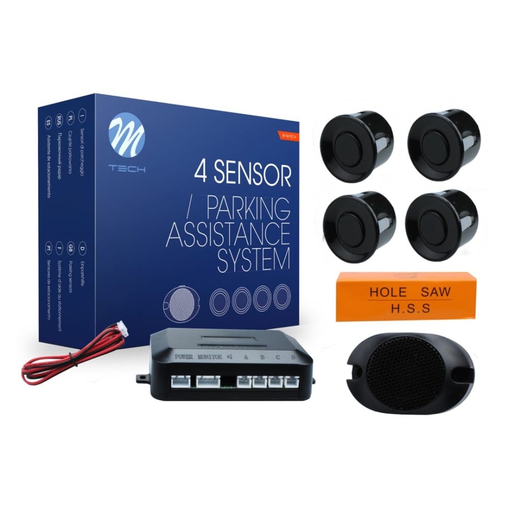 Σύστημα Παρκαρίσματος M-TECH 9–15V με 4 Μαύρους Αισθητήρες 21,5mm και Buzzer