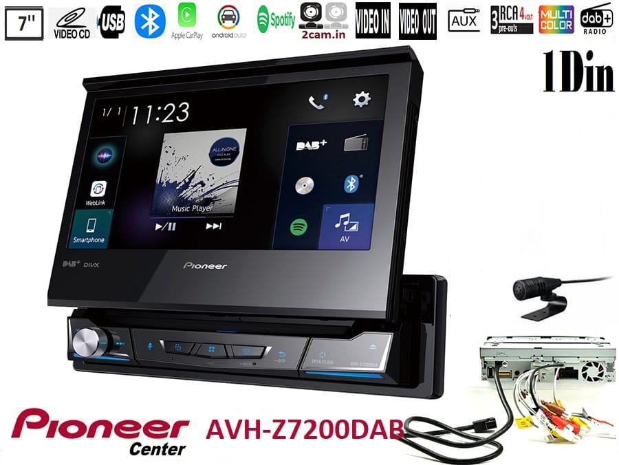 Pioneer AVH-z7200dab - ( ΕΚΠΤΩΣΗ 50% ΣΤΗΝ ΕΓΚΑΤΑΣΤΑΣΗ ) 1Din / 7'' / Dvd / Usb / Bluetooth /Apple Car Play / Android Auto / Dab