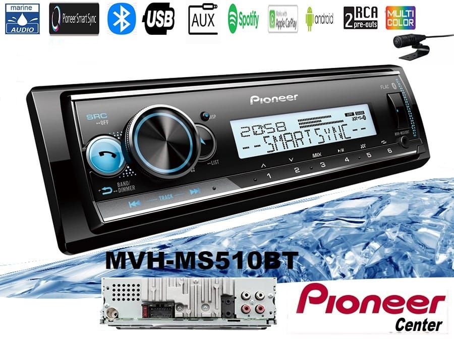 Pioneer MVH-MS510BT Marine Radio Usb Aux Bluetooth Multi Colour  3Rca