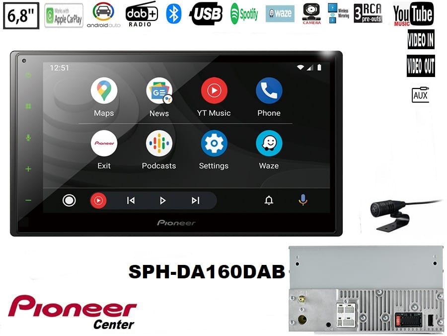 Pioneer SPH-DA160DAB ΕΚΠΤΩΣΗ -50% ΣΤΗΝ ΕΓΚΑΤΑΣΤΑΣΗ ενσύρματο apple carplay - Android Auto