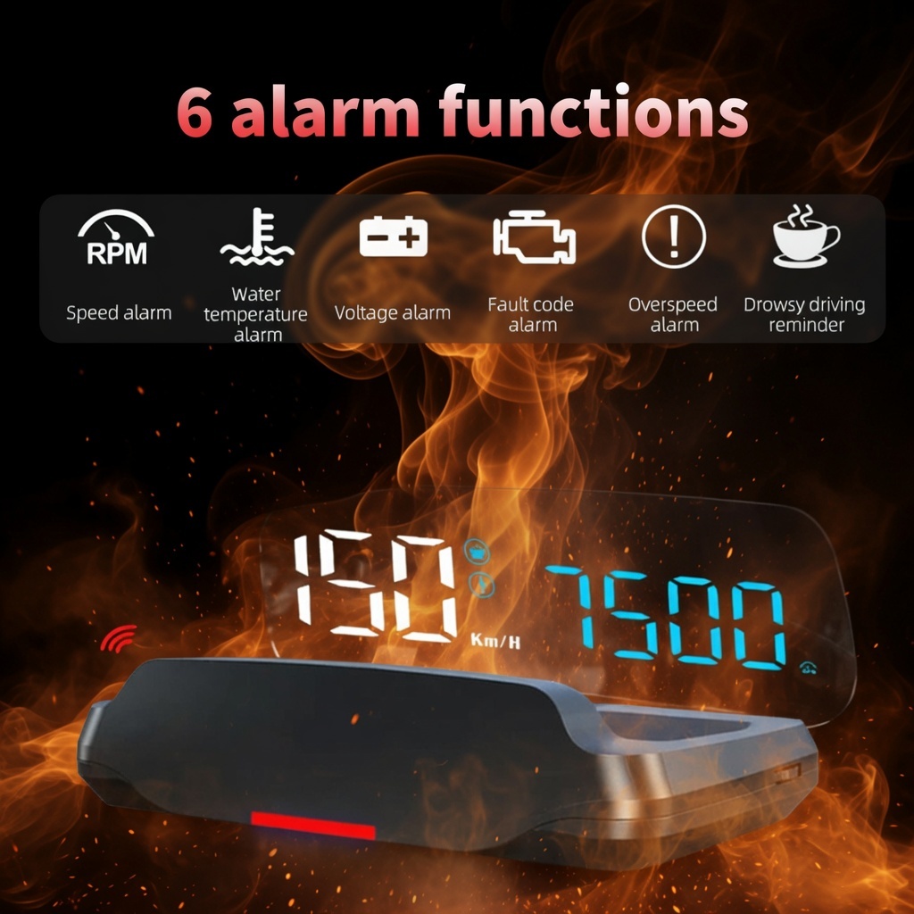 HUD C7B head up display με προβολή δεδομένων οδήγησης και alarm ταχύτητας