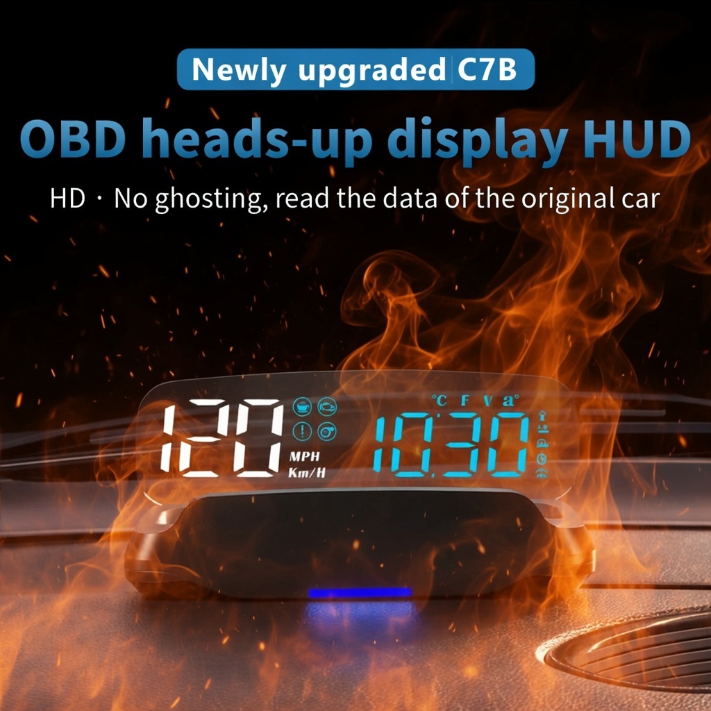Οθόνη HUD C7B παρμπρίζ με OBD II και GPS και ένδειξη ταχύτητας και πυξίδας