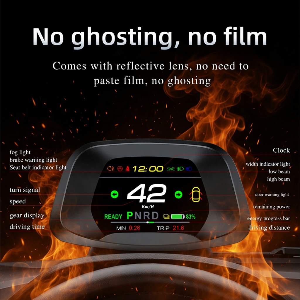 HUD T19 dashboard για Tesla με προβολή ταχύτητας μπαταρίας και δεδομένων οχήματος