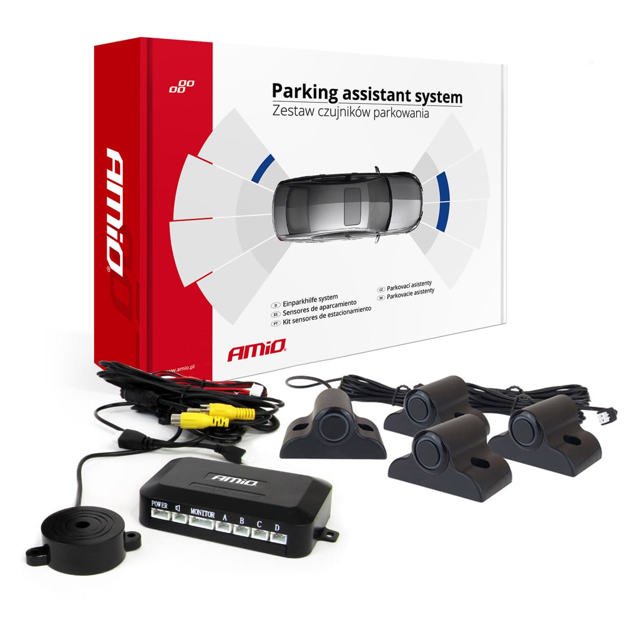 Amio Σύστημα Παρκαρίσματος TRUCK 4 Αισθητήρες 16.5mm 12V Οθόνη TFT 4.3 Εμβέλεια 2.5m - 1 σετ