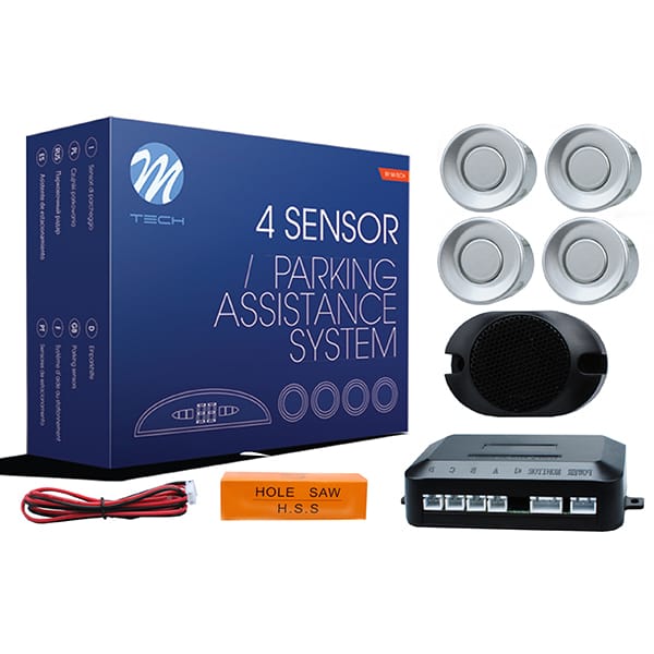 M-Tech Σύστημα Παρκαρίσματος 4 Αισθητήρες Ασημί 18mm 9-15V Buzzer 80-100dB - 1 σετ