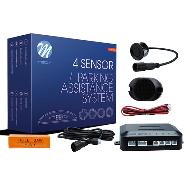 M-Tech Σύστημα Παρκαρίσματος 4 Διαιρούμενοι Αισθητήρες Μαύροι 21.5mm Buzzer - 1 σετ