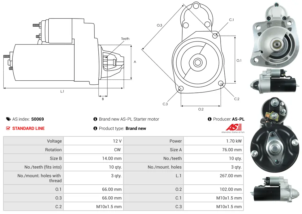 Μίζα Audi A6 C4, Ford Courier Pickup 1.8 - 12V AS-PL (S0069) 5 Μίζα Audi A6 C4, Ford Courier Pickup 1.8 - 12V AS-PL (S0069) - Image 5