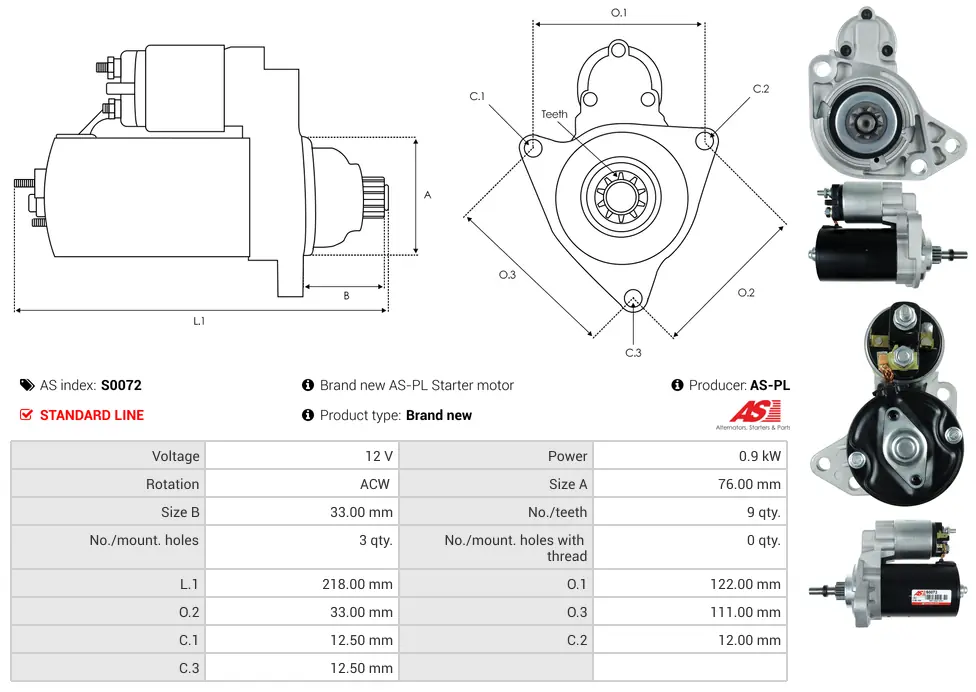 Μίζα Aro 10 1.6 D, Austin Maestro Fastback - 12V AS-PL (S0072) 5 Μίζα Aro 10 1.6 D, Austin Maestro Fastback - 12V AS-PL (S0072) - Image 5