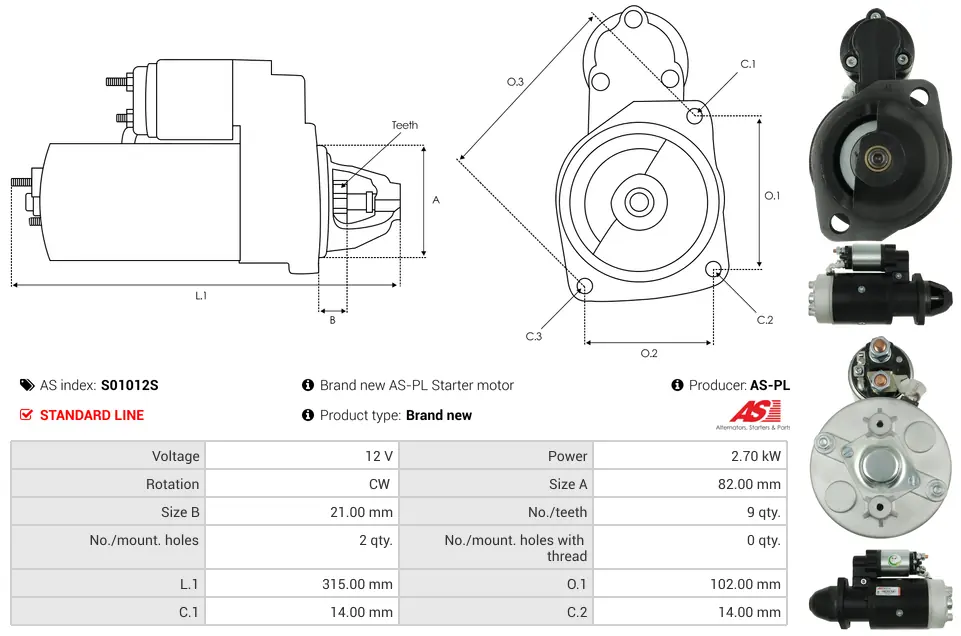 Μίζα FIAT 500, Steyr 8055 2.6 - 12V AS-PL (S01012S) 5 Μίζα FIAT 500, Steyr 8055 2.6 - 12V AS-PL (S01012S) - Image 5