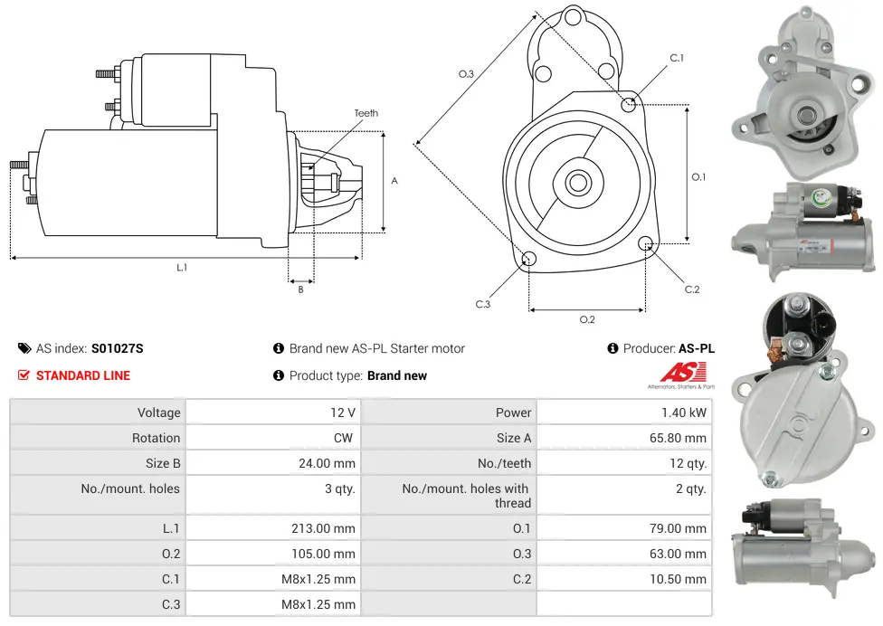 Μίζα Jeep Cherokee - 12V AS-PL (S01027S) 5 Μίζα Jeep Cherokee - 12V AS-PL (S01027S) - Image 5