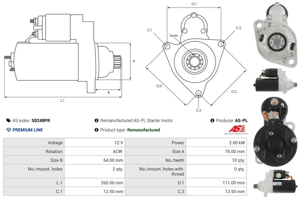 Μίζα Audi A3, Ford Galaxy I - 12V AS-PL (S0248PR) 5 Μίζα Audi A3, Ford Galaxy I - 12V AS-PL (S0248PR) - Image 5