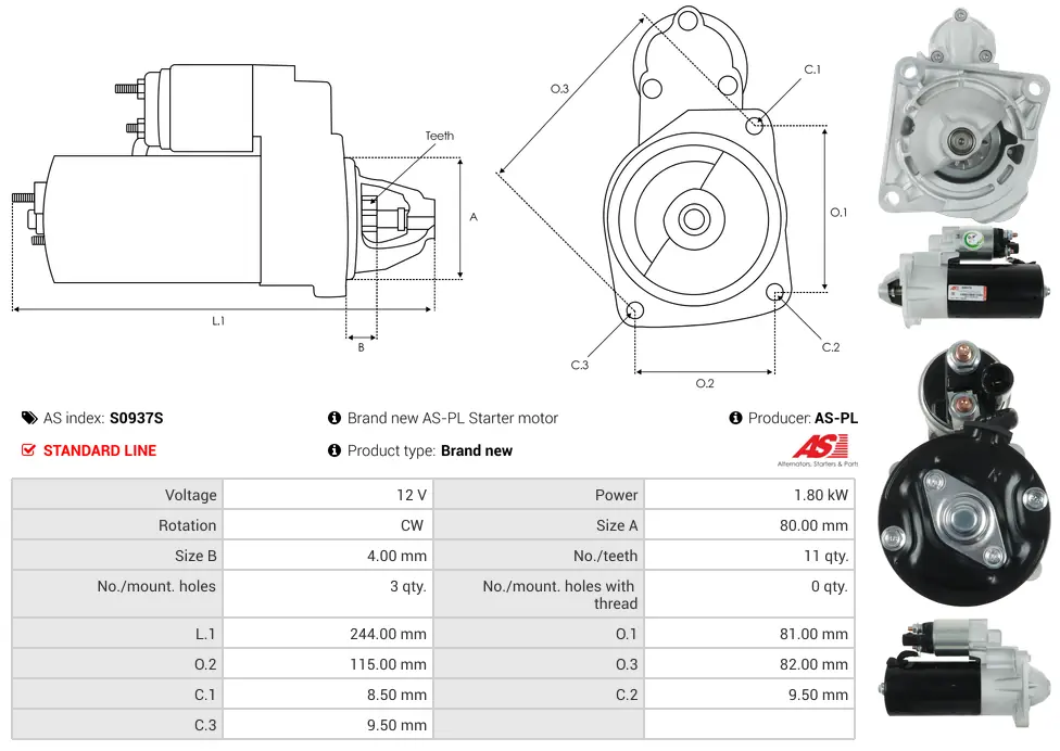 Μίζα Jeep Cherokee - 12V AS-PL (S0937S) 5 Μίζα Jeep Cherokee - 12V AS-PL (S0937S) - Image 5