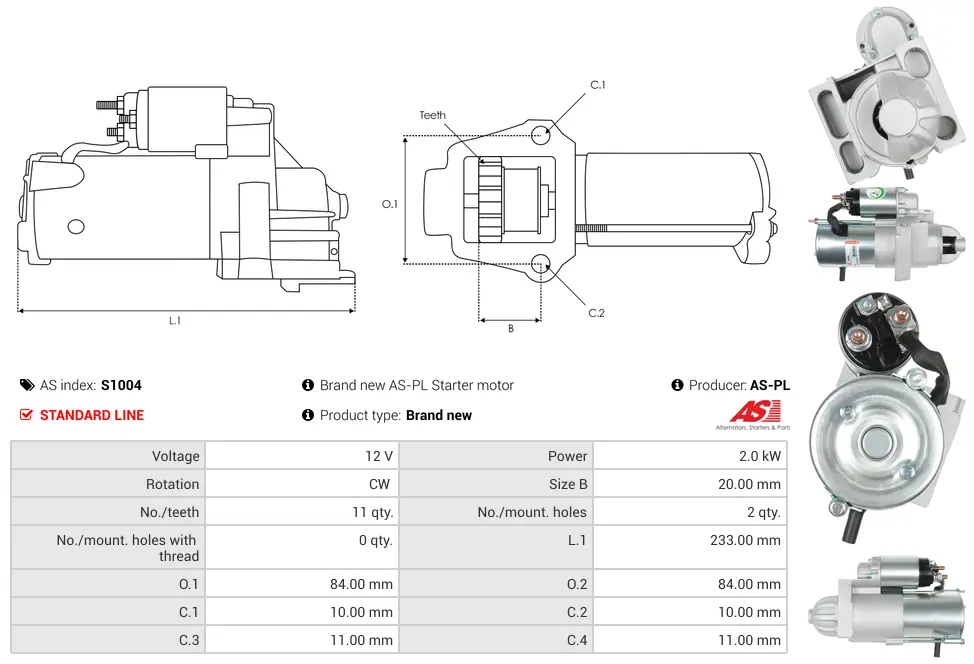 Μίζα Cadillac Escalade 5.7 Awd, Chevrolet Blazer S10 4.3 - 12V AS-PL (S1004) 5 Μίζα Cadillac Escalade 5.7 Awd, Chevrolet Blazer S10 4.3 - 12V AS-PL (S1004) - Image 5