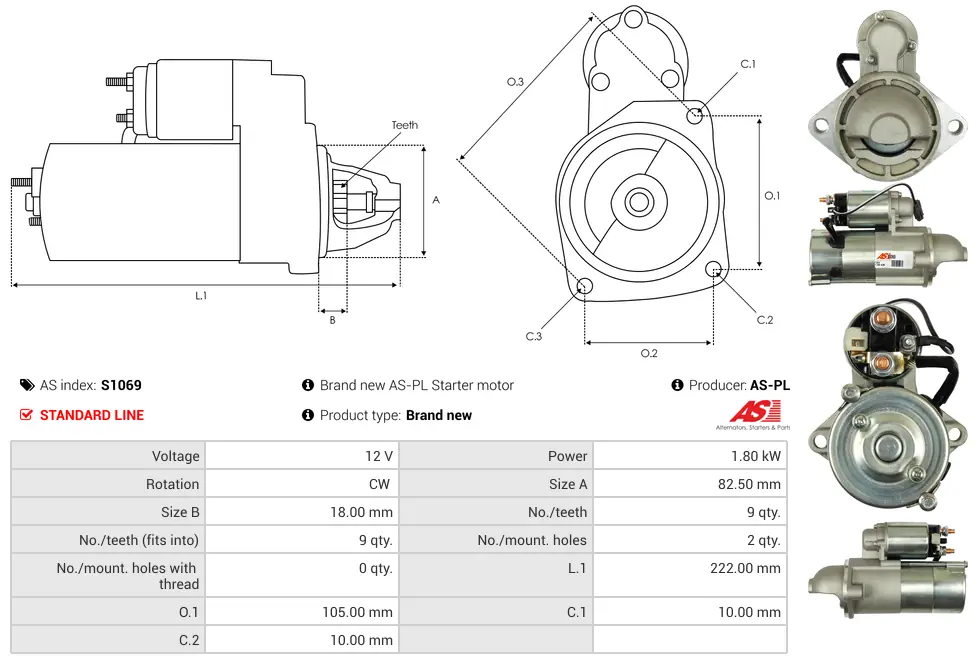 Μίζα Chevrolet Captiva, Opel Antara A - 12V AS-PL (S1069) 5 Μίζα Chevrolet Captiva, Opel Antara A - 12V AS-PL (S1069) - Image 5