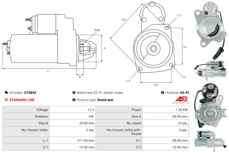 Μίζα Chevrolet Captiva, Opel Antara A - 12V AS-PL (S1083S) 5 Μίζα Chevrolet Captiva, Opel Antara A - 12V AS-PL (S1083S) - Image 5