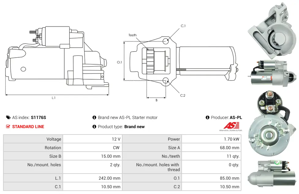 Μίζα Mercruiser Various Models, Volvo Penta Various Models - 12V AS-PL (S1176S) 5 Μίζα Mercruiser Various Models, Volvo Penta Various Models - 12V AS-PL (S1176S) - Image 5