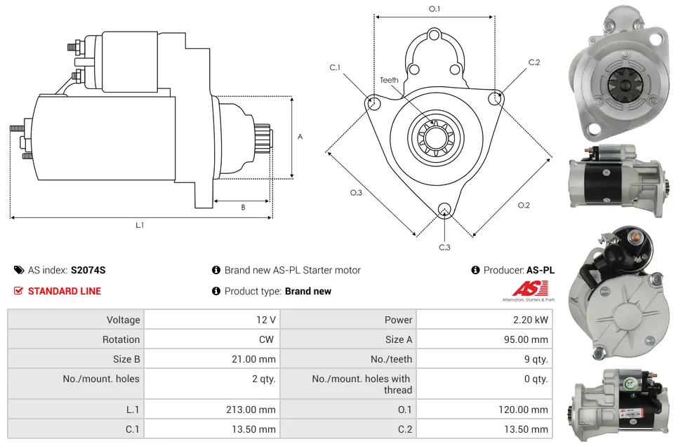 Μίζα Komatsu WA100M-5 - 12V AS-PL (S2074S) 5 Μίζα Komatsu WA100M-5 - 12V AS-PL (S2074S) - Image 5