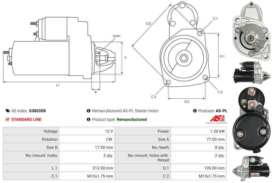 Μίζα Hyundai Coupe I, KIA Carens I Mpv - 12V AS-PL (S3053SR) 5 Μίζα Hyundai Coupe I, KIA Carens I Mpv - 12V AS-PL (S3053SR) - Image 5