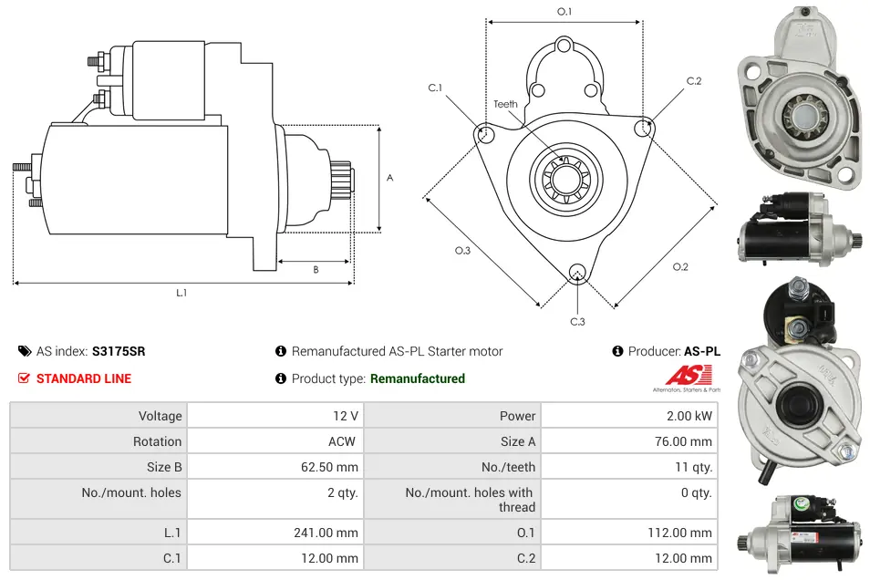 Μίζα Audi A3, Ford Galaxy I - 12V AS-PL (S3175SR) 5 Μίζα Audi A3, Ford Galaxy I - 12V AS-PL (S3175SR) - Image 5