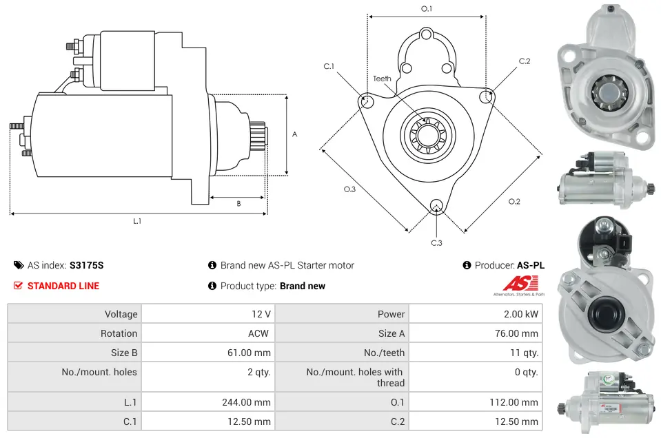Μίζα Audi A3, Ford Galaxy I - 12V AS-PL (S3175S) 5 Μίζα Audi A3, Ford Galaxy I - 12V AS-PL (S3175S) - Image 5