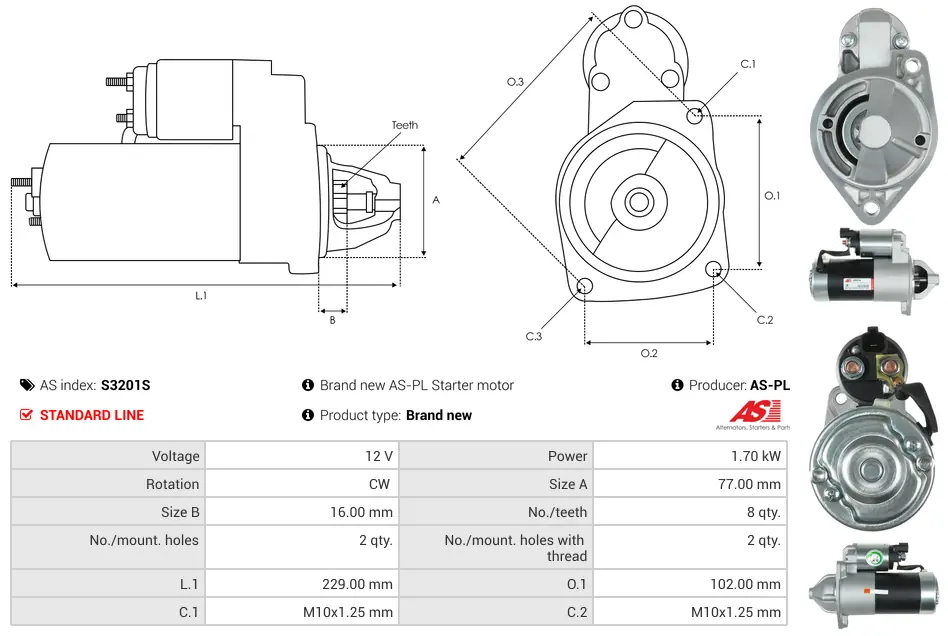 Μίζα Hyundai Accent III, KIA Carens III Mpv - 12V AS-PL (S3201S) 5 Μίζα Hyundai Accent III, KIA Carens III Mpv - 12V AS-PL (S3201S) - Image 5