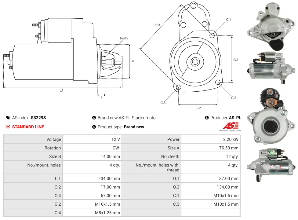Μίζα Mercedes-Benz X-Class X, Nissan Interstar Platform/Chassis - 12V AS-PL (S3229S) 5 Μίζα Mercedes-Benz X-Class X, Nissan Interstar Platform/Chassis - 12V AS-PL (S3229S) - Image 5