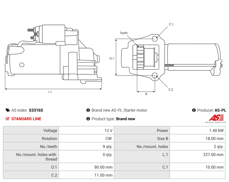 Μίζα Buick Century 3.0 V6 - 12V AS-PL (S3316S)