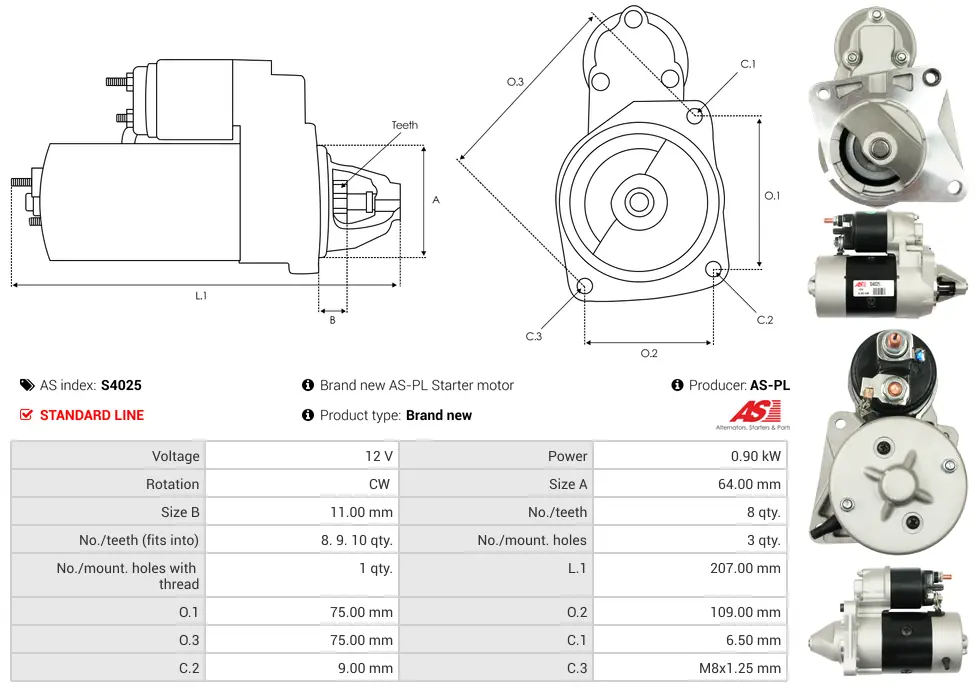 Μίζα Abarth 124 Spider 1.4, Alfa Romeo Mito - 12V AS-PL (S4025) 5 Μίζα Abarth 124 Spider 1.4, Alfa Romeo Mito - 12V AS-PL (S4025) - Image 5