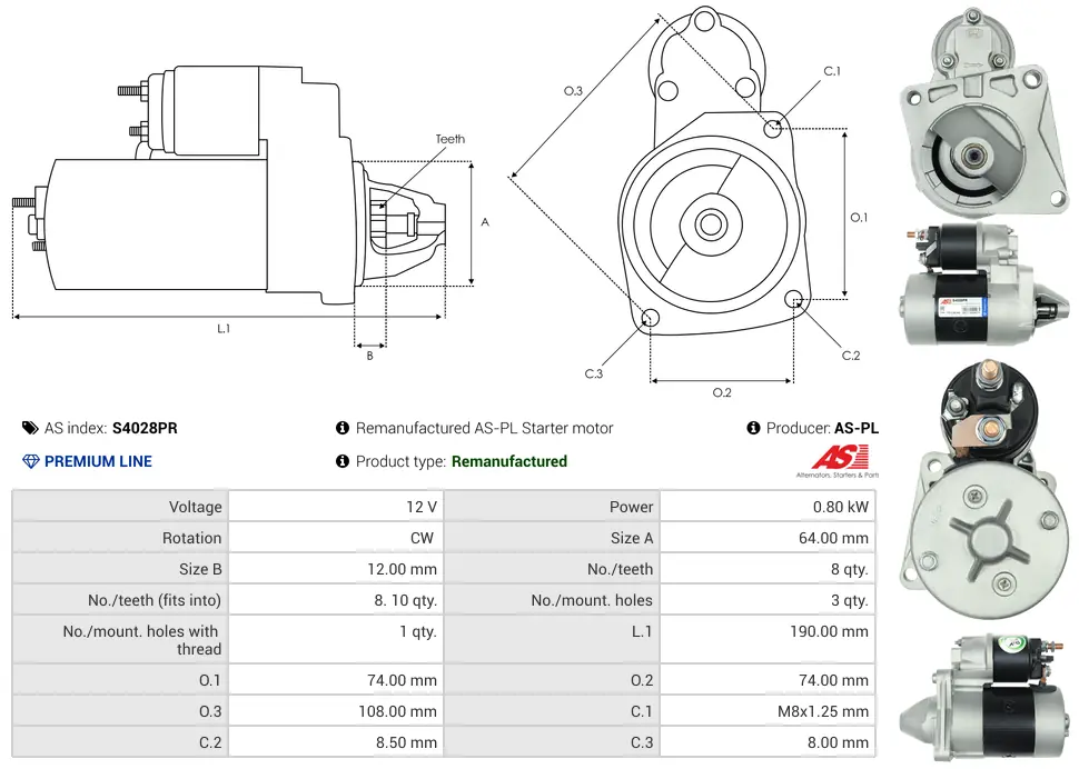 Μίζα FIAT Brava, Lancia Y - 12V AS-PL (S4028PR) 5 Μίζα FIAT Brava, Lancia Y - 12V AS-PL (S4028PR) - Image 5