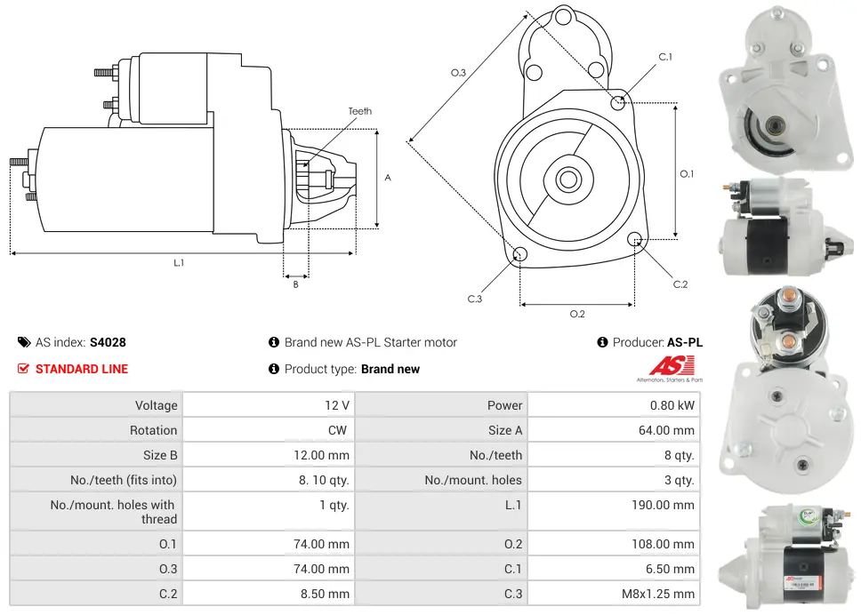 Μίζα FIAT Brava, Lancia Y - 12V AS-PL (S4028) 5 Μίζα FIAT Brava, Lancia Y - 12V AS-PL (S4028) - Image 5